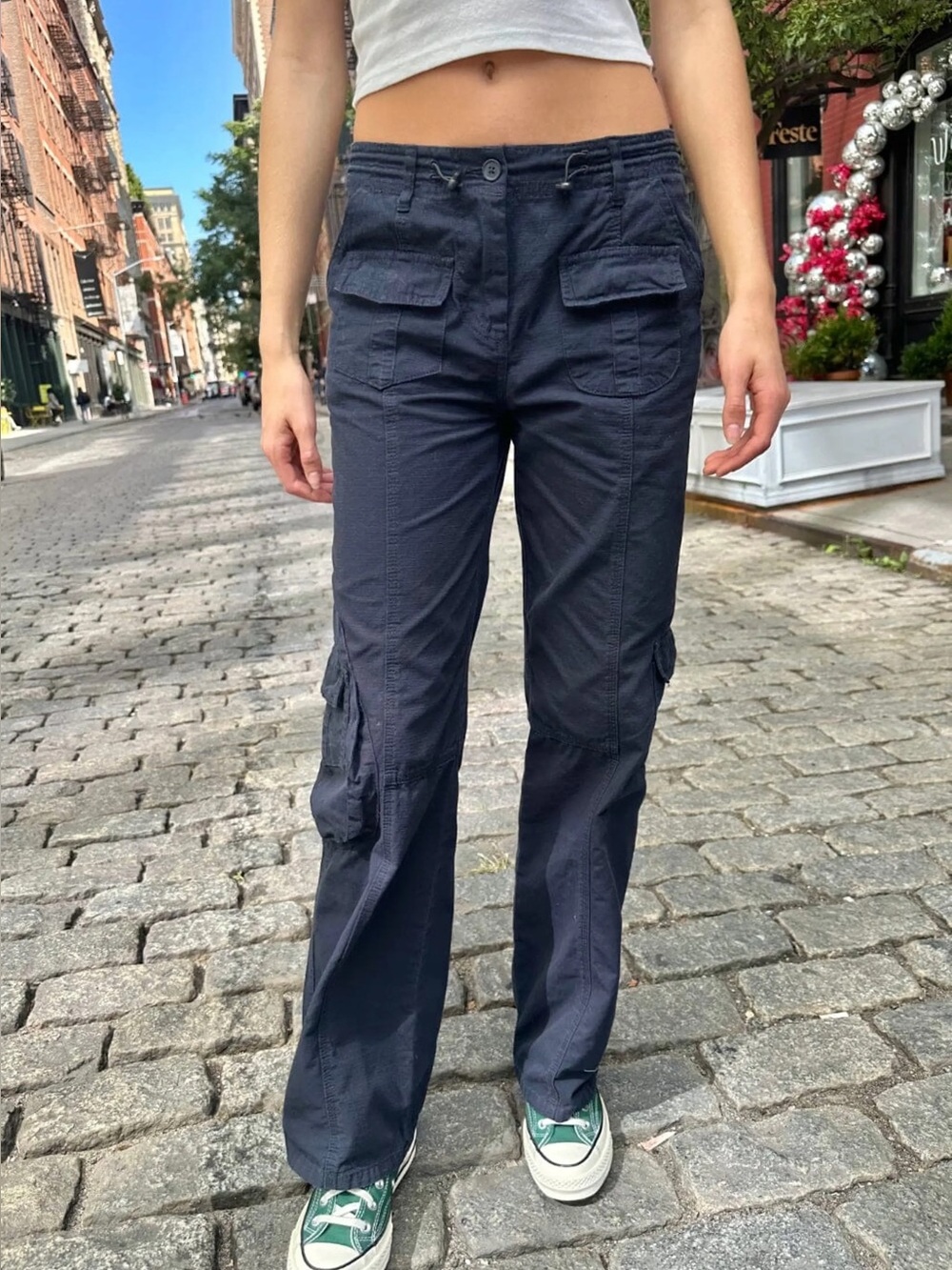 Brandy Melville Dark Navy Cargo Pants with Front Flap Pockets